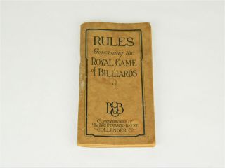 Antique 1925 Brunswick Balke - Collender Royal Game Of Billiards Pool Rule Book
