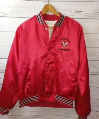 Satin Louisville Cardinals Chalk Line Jacket Large Vintage Rare 80 