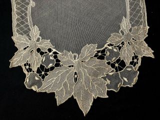 Gorgeous Old Vintage Silk Embroidery On Ecru Veil Runner Cut - Work 36 " X 15 1/2 "