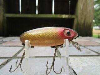 Vintage Fred Arbogast Early Goldscale Jitterbug Fisherman Modified Lip