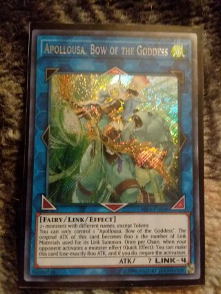 Yugioh,  Apollousa Bow Of The Godess,  Secret Rare Card,  Comes With Sleeve.