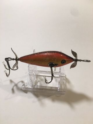 Vintage Heddon 100 Minnow Fishing Lure Rainbow Color 3 Hook Glass Eye Old Bait