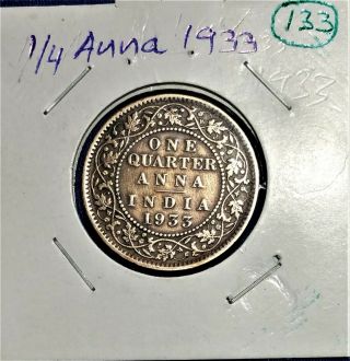 Rare British India Coin King George V 1/4 Anna (1/64 Rupee) 1933