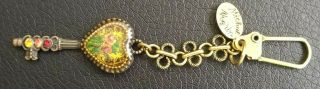 Michal Negrin Key Ring Chain Flower Multi Color Vintage Style
