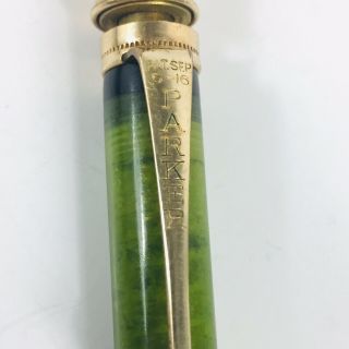 Antique Parker Duofold Jr Green Mechanical Pencil Sept 5 1916 Gold Plated Cap 2