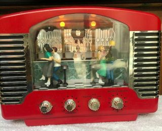 Rare Mr Christmas Old Fashioned Radio Moving Dancers/lights 12 Carol Music Box