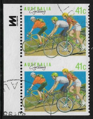 1990 – Cycling Booklet 41c Rare Imperf Between Pair Cto No Gum Sg 1259