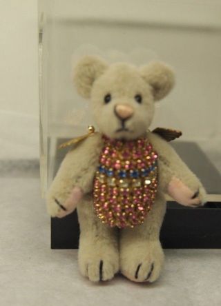 World Of Miniature Bears Pink Crystal Body Bling Pin Brooch Becky Wheeler Rare