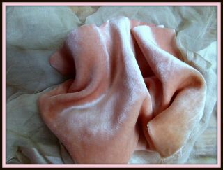 Lush Soft Antique Silk Velvet Fabric Fragment Finely Ribbed Pink