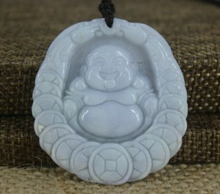 100 Chinese White Jade Maitreya Buddha Pendant Amulet Culture Handcarved Lucky