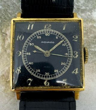 Vintage Movado Time - Only Gilt - Dial Wristwatch Solid Gold Rare Nr
