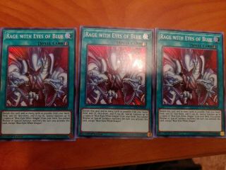 Yugioh Led3 - En004 - Rage With Eyes Of Blue - Rare - 1st Edition X3