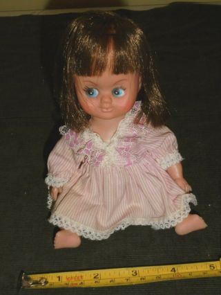 Vintage Uneeda Little Sophisticates Girl Doll Brown Hair Dress Toy Collectible