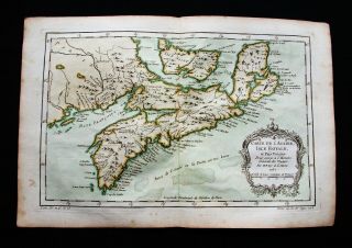 1754 Bellin: Orig.  Map: North America,  Canada,  Brunswick,  Prince Edward Isl.
