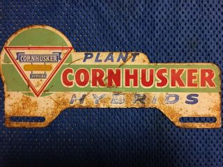 Cornhusker Hybrids Vintage License Plate Topper Antique Old Car Bumper