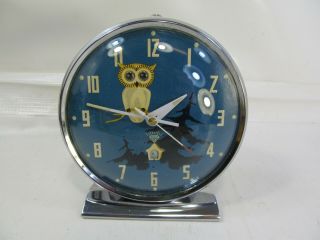 Rare Vintage China Diamond Shanghai Animated Mechanical Alarm Clock Owl
