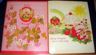 Two Rare Strawberry Shortcake School Pocket Folders Vintage Collectible