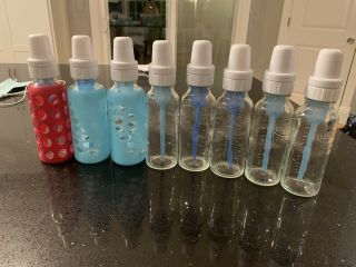 Rare Dr Browns Glass Baby Bottles 8oz Natural Flow