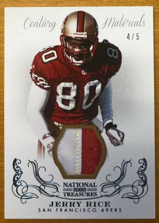 2013 Jerry Rice Panini National Treasures 2 Color Patch Jersey Card 4/5 Rare