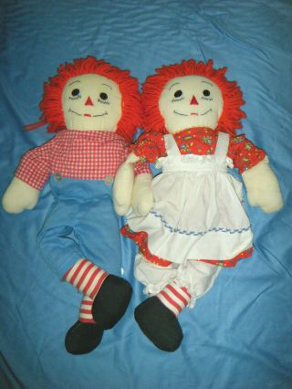 Handmade Vintage Raggedy Ann And Andy Dolls 25 " Tall Cleaned,  No Stains / Damage