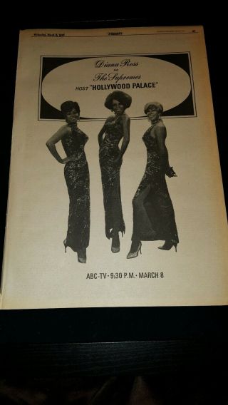 Diana Ross & The Supremes Hollywood Palace Tv Show Rare Promo Poster Ad Framed