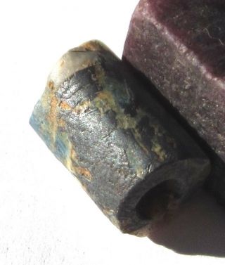 Rare Gorgeous Ancient Mauritania " Scorzalite " Cylinder Bead 10mm X 17mm