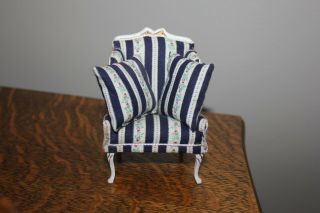 Vintage Dollhouse Furniture Formal Parlor Chair & Pillows Handmade 80 