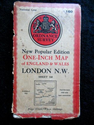 Vintage Ordnance Survey Map Of London N W - 1945 - St Albans,  Barnet,  Chesham