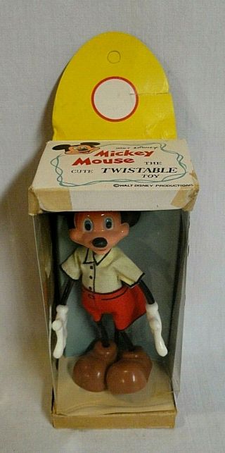 Rare 1950`s Marx Walt Disney " Mickey Mouse " Twistable Toy Figure In The Box