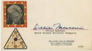 Rare Willie Mosconi Pool / Billiards Legend Signed Envelope Signed 1965