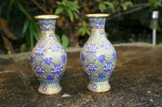 Chinese Bronze Cloisonne Enamel Carving Flower Pattern Vase