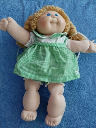 1982 Cabbage Patch Kids Blonde Pig Tailed Doll Signed Xavier Roberts By Coleco