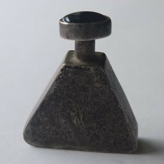 Sterling Silver Mini Perfume Bottle With Onyx Cap Stone,  26 Grams—mexico,  C.  1960