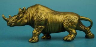 Chinese Old Pure Copper Hand - Carved Rhinoceros Statue B02