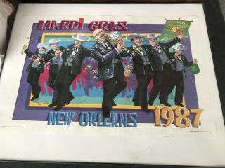Rare 1987 Orleans Mardi Gras Poster: Pete Fountain’s Half Fast Walking Band