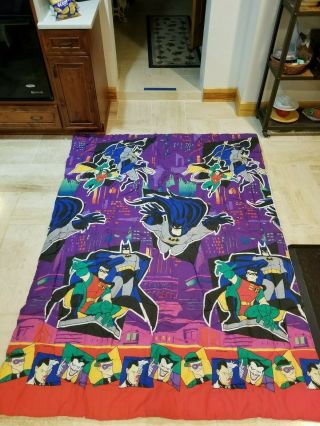 Vintage 1995 Dc Comics Batman And Robin Comforter Blanket Reverse Lined Rare