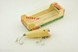 Vintage Heddon Baby Lucky 13 Spook Minnow Antique Fishing Lure Et24