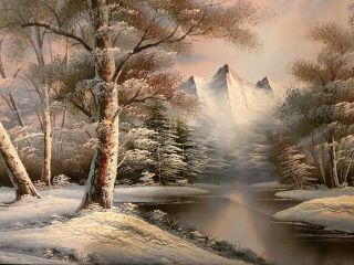 Vintage 3 - D Signed Winter Scene Oil Painting 36 " X24 " X1 " Deep