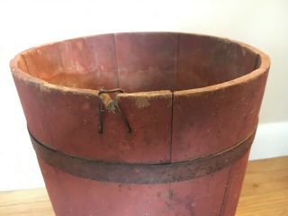 Antique Wooden Bucket RED MILK PAINT 12 