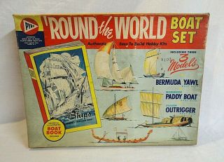 Rare 1950`s Pyro `round The World Boat Set Plastic Model Kit Gift Set