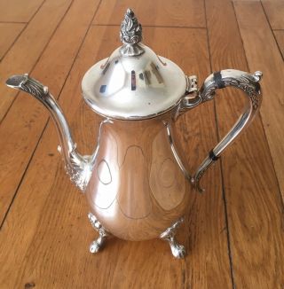 Vintage Viners Silver Plated Coffee Pot Floral Footed Art Nouveau Style Cafe