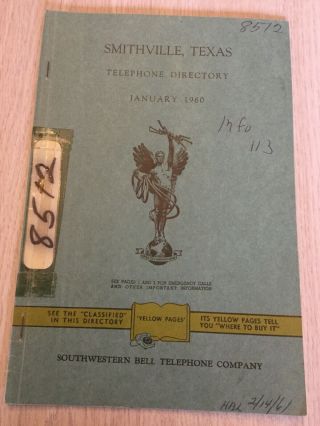 Rare Local Telephone Book Directory 1960 Smithville Texas