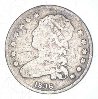 Rare - 1836 Bust Quarter - Great Detail - United States Type Coin 849