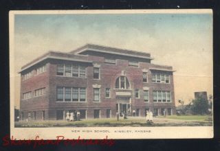 Kinsley Kansas High School Antique Vintage Postcard Sterling Ks.  Russ