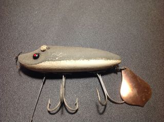Vintage Heddon Dowagiac Flap Tail Antique Fishing Lure Grey Mouse