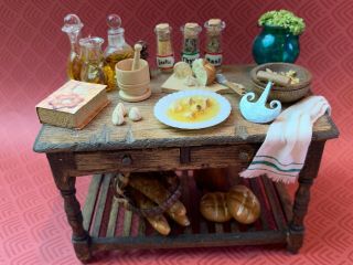 Vintage Miniature Dollhouse Incredible Artisan Crafted Gourmet Table Diorama 2