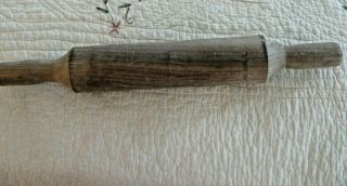Early Antique Wooden Hand Carved One Piece Rolling Pin Well