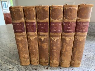 Late 1800s Antique Leather And Gilt 6 - Book Set - - George Eliot (crowell Pub. )
