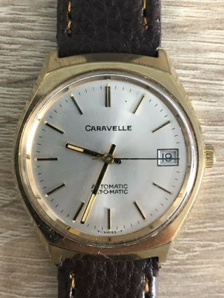 Vintage Mens Caravelle By Bulova Auto Movement Watch/working.