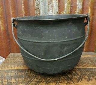 Antique Vintage Large Cast Iron Cauldron With Rings Halloween Decor